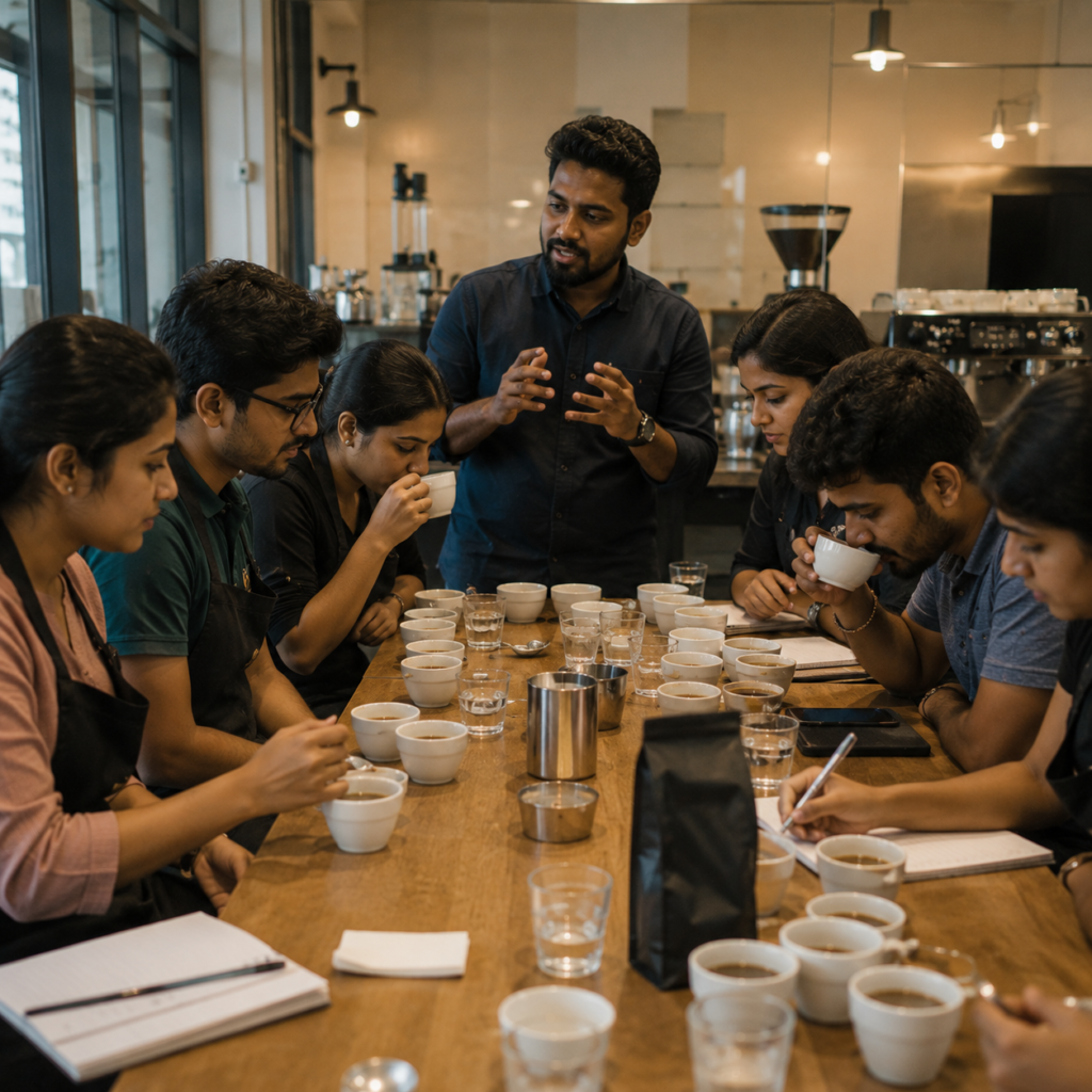 Barista Craft Academy Coffee Cupping Workshop in a Modern Café