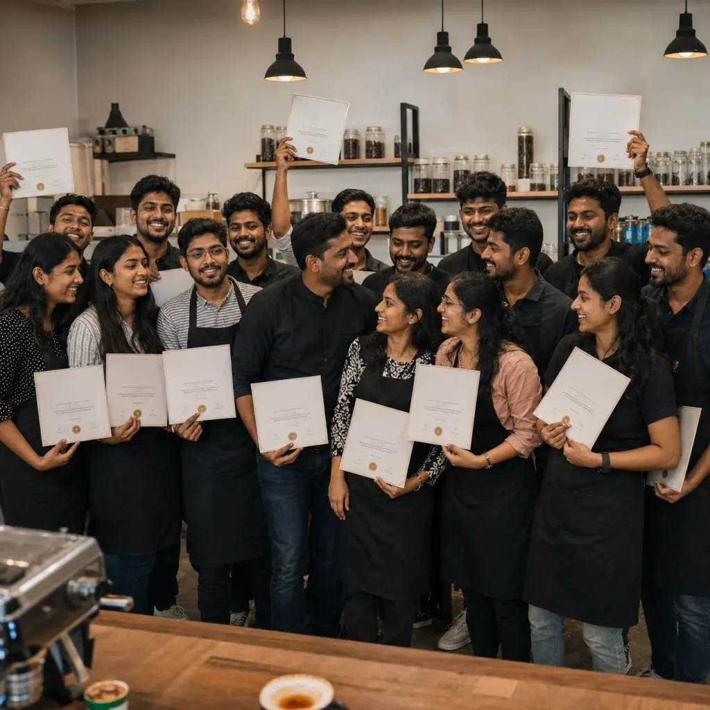 Barista Graduation Celebration in a Cafe