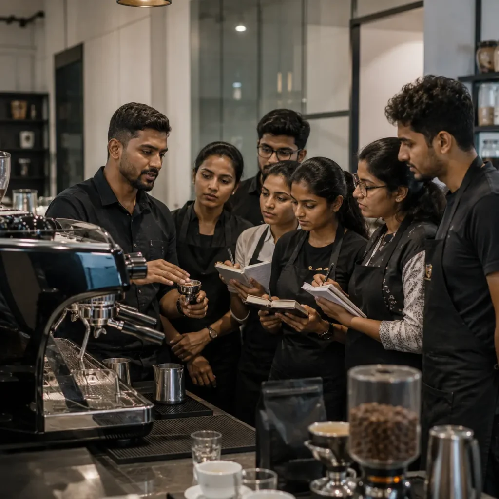 Barista Craft Academy Training Around Espresso Machine